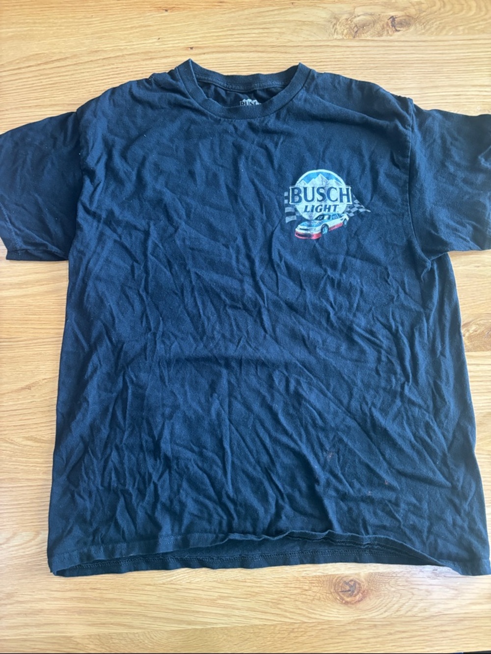 Busch Light Black Logo Tee Beer Racing NASCAR L Large